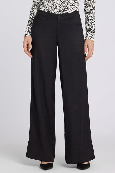 5-Pocket-Breitleg-Hose aus Stretch-Leinen mit super hoher Taille - Image 4
