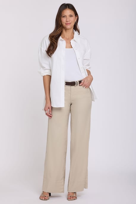 5-Pocket-Breitleg-Hose aus Stretch-Leinen mit super hoher Taille - Image 1