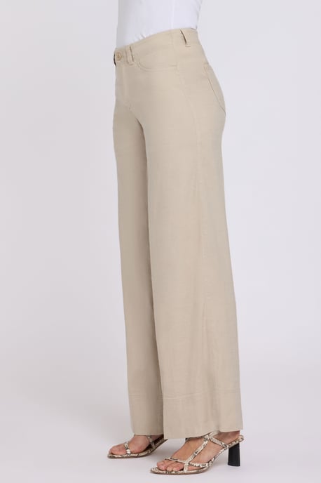 5-Pocket-Breitleg-Hose aus Stretch-Leinen mit super hoher Taille - Image 3