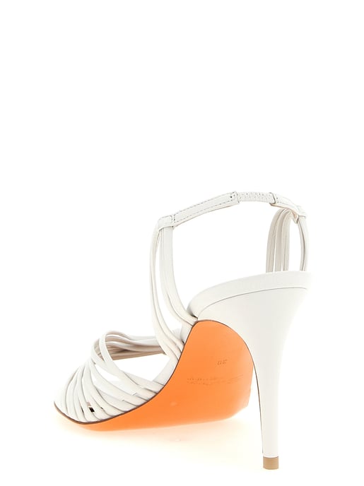 Santoni weiße Lammleder-Stilettoabsatzsandalen - Image 3