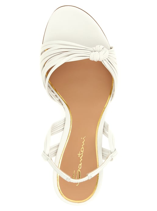 Santoni weiße Lammleder-Stilettoabsatzsandalen - Image 4