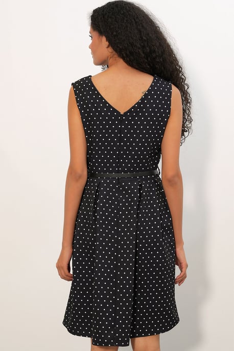 Punktedot-Umlegegürtel-Midi-A-Linien-Kleid - Image 6