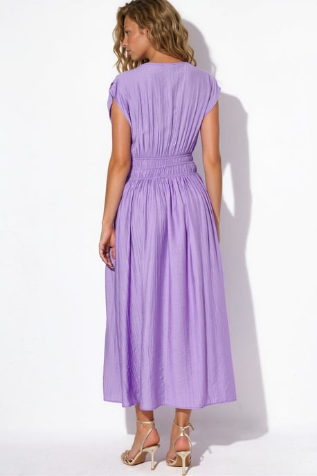 Strukturierte V-Ausschnitt-Midikleid - Image 3