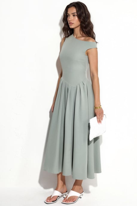 Asymmetrisches Kragen-Midi-Kleid - Image 2