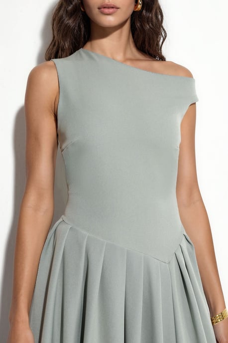Asymmetrisches Kragen-Midi-Kleid - Image 5