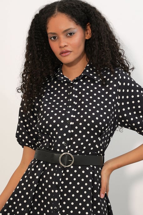 Punkte-Muster Midikleid mit Gürtel - Image 4