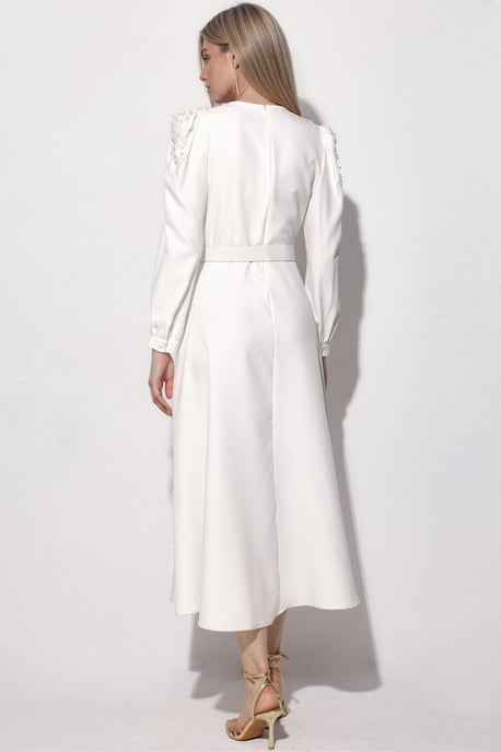 Gepflegtes A-Linien-Midikleid mit Gürtel - Image 3