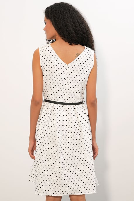 Punkte-Muster Tailliertes Midikleid im A-Linien-Stil - Image 6