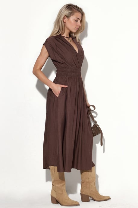 Strukturierte V-Ausschnitt-Midikleid - Image 2