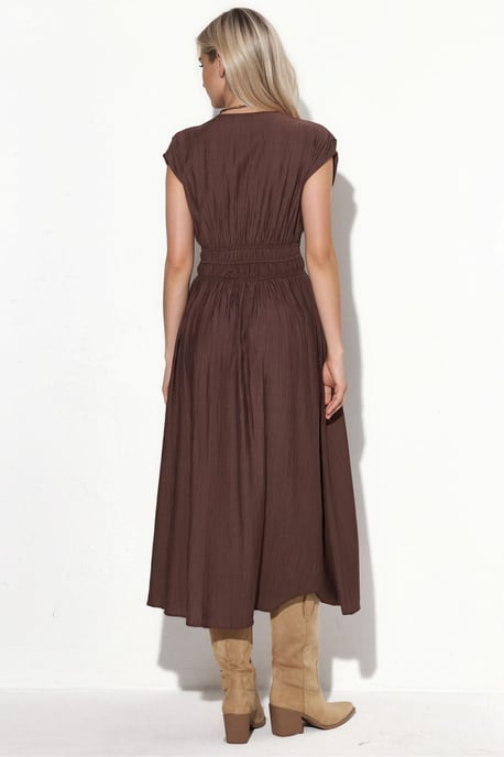 Strukturierte V-Ausschnitt-Midikleid - Image 3