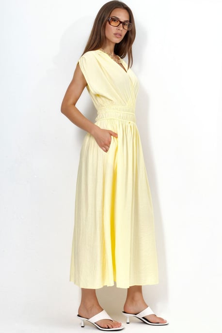 Strukturierte V-Ausschnitt-Midikleid - Image 2