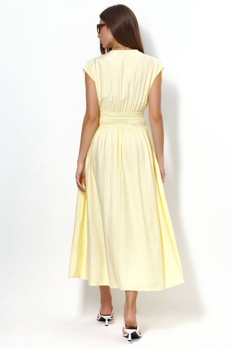 Strukturierte V-Ausschnitt-Midikleid - Image 3