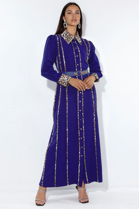 Leopardenmuster Maxi Hemdkleid - Image 1