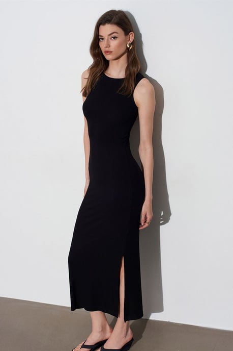 Rippoptik Ärmelloses Bodycon-Maxikleid - Image 1