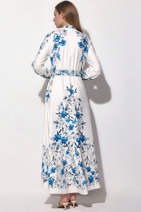 Blumenkleid mit Gürtel und Maxilänge - Image 3