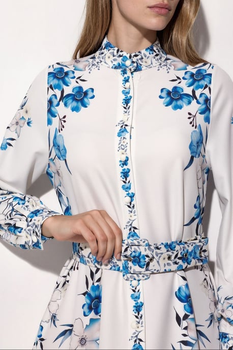 Blumenkleid mit Gürtel und Maxilänge - Image 4
