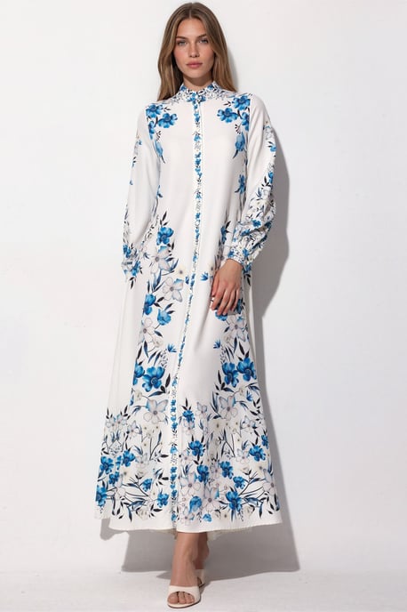 Blumenkleid mit Gürtel und Maxilänge - Image 5