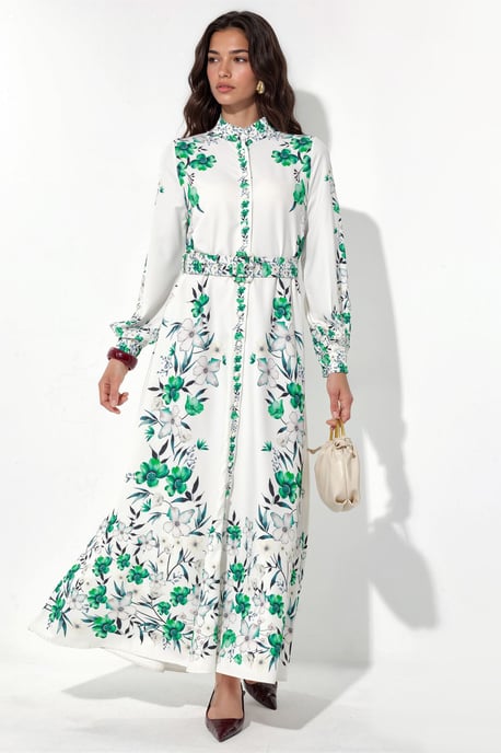 Blumenkleid mit Gürtel im Maxi-Stil - Image 1
