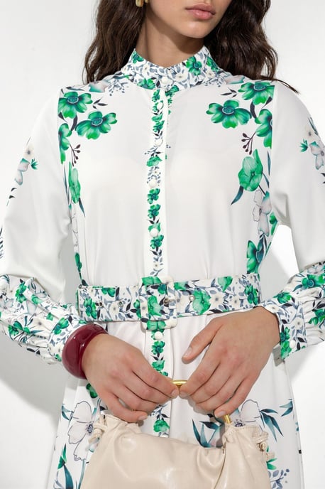 Blumenkleid mit Gürtel im Maxi-Stil - Image 4