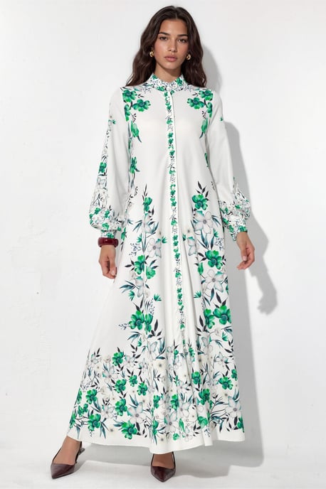 Blumenkleid mit Gürtel im Maxi-Stil - Image 5