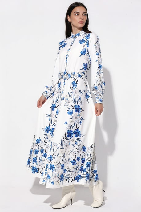 Blumenkleid mit Gürtel im Maxiformat - Image 2