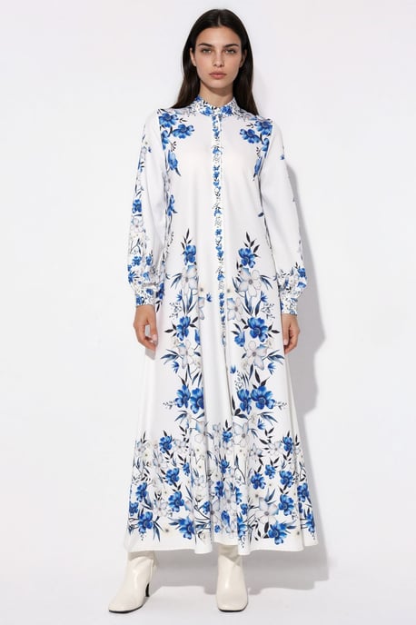 Blumenkleid mit Gürtel im Maxiformat - Image 5