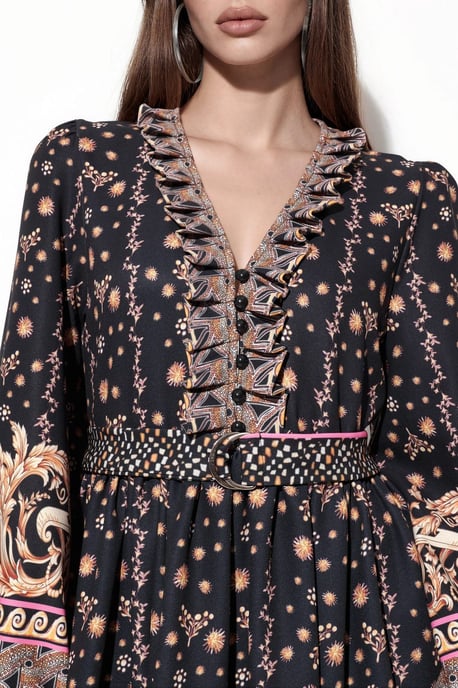 Blumen-Midi-Kleid mit Gürtel - Image 4