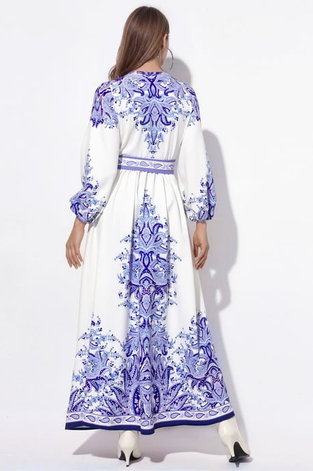 Paisley A-Linien-Maxikleid mit Bindegürtel - Image 3