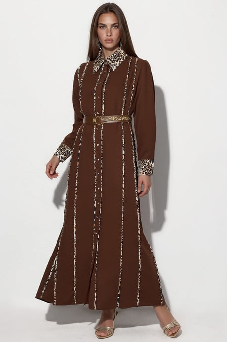 Leopardenmuster Maxi Hemdkleid - Image 1