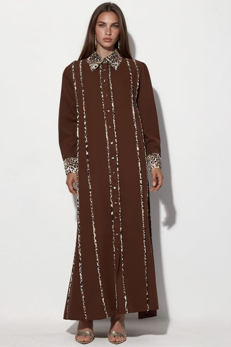 Leopardenmuster Maxi Hemdkleid - Image 5