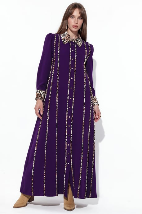 Leopardmuster Maxi Hemdkleid - Image 5