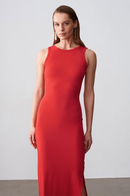 Rippoptik Ärmelloses Bodycon-Maxikleid - Image 3