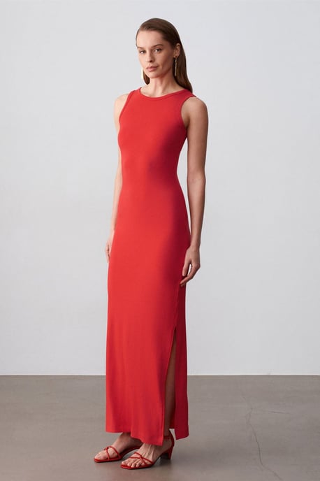 Rippoptik Ärmelloses Bodycon-Maxikleid - Image 4