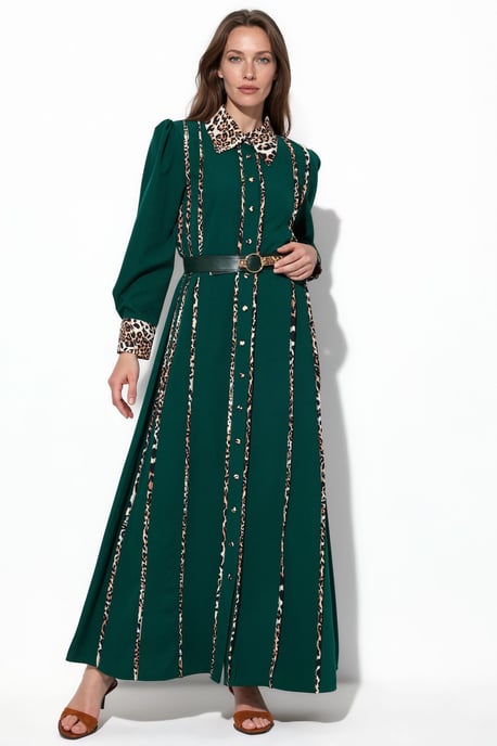 Leopardenmuster Maxi-Shirtkleid - Image 1