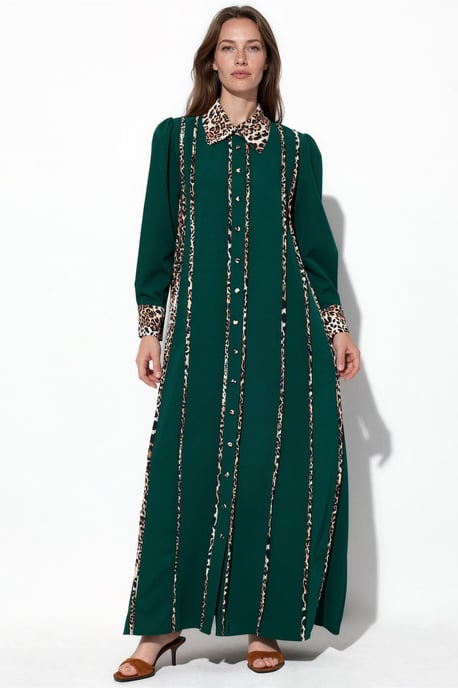 Leopardenmuster Maxi-Shirtkleid - Image 5
