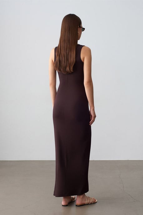 Rippoptik Ärmelloses Bodycon-Maxikleid - Image 2