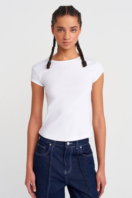 Damen Slim Fit Baumwoll Rundhals T-Shirt - Image 1