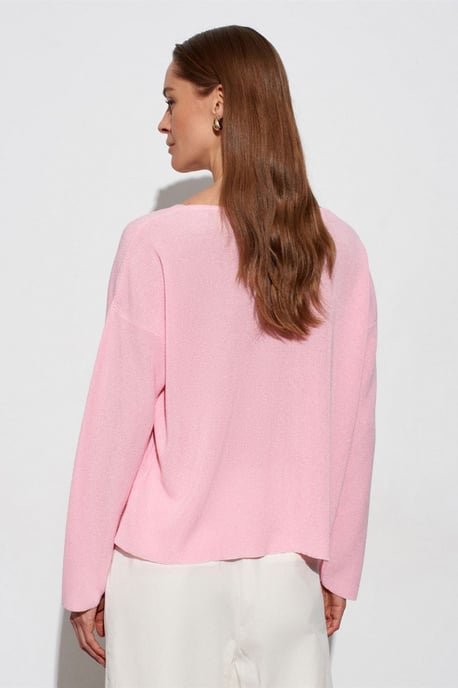 Damen V-Ausschnitt Rippstrickpullover - Image 2
