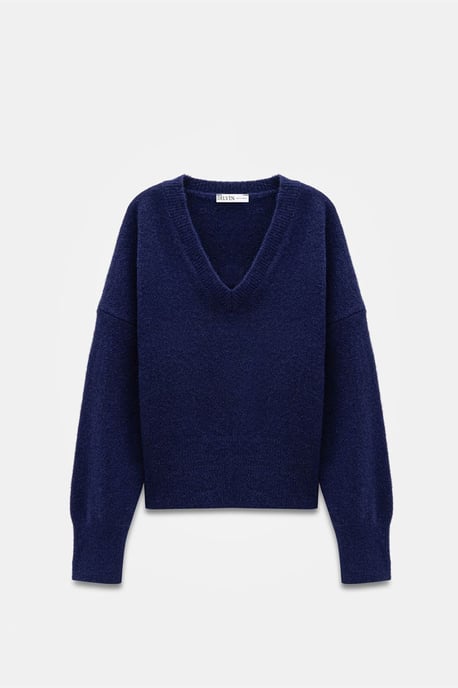 Damen V-Ausschnitt Rippstrickpullover - Image 5