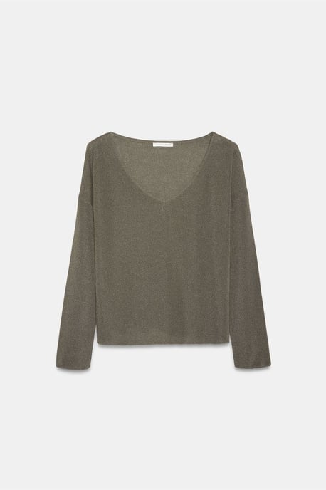 Damen V-Ausschnitt Rippstrickpullover - Image 5