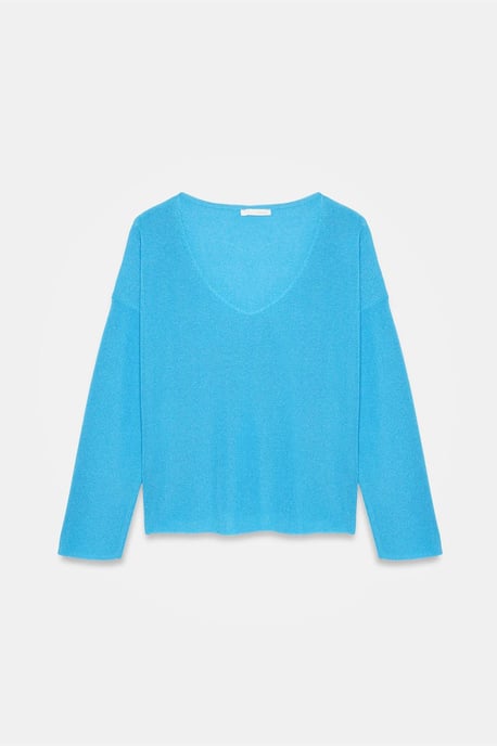Damen V-Ausschnitt Rippenstrickpullover - Image 5