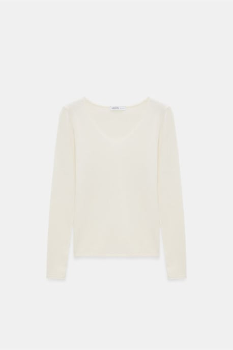 Schlanker V-Ausschnitt Rippenstrickpullover - Image 6