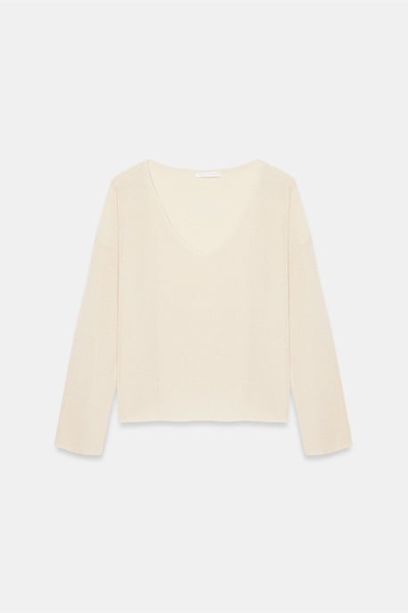 Damen V-Ausschnitt Rippstrickpullover - Image 4