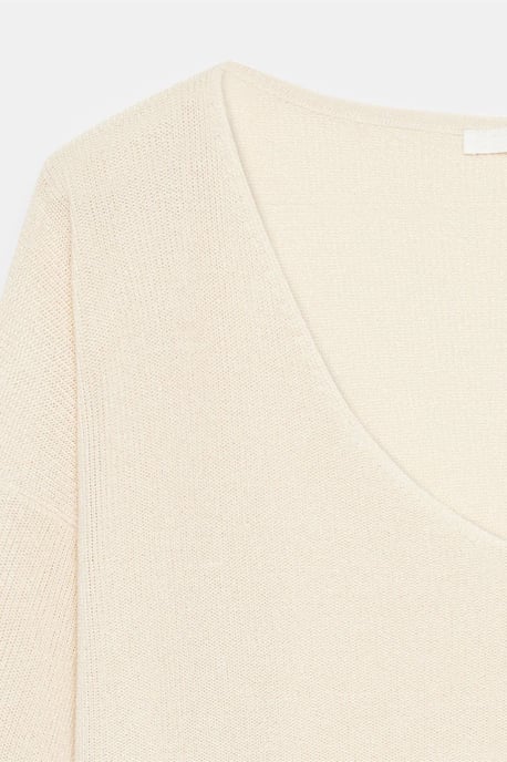 Damen V-Ausschnitt Rippstrickpullover - Image 6