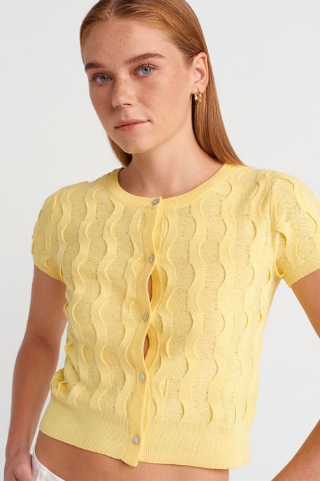 Damen Kurzjäckchen mit Jacquard-Muster und Knöpfen - Image 3