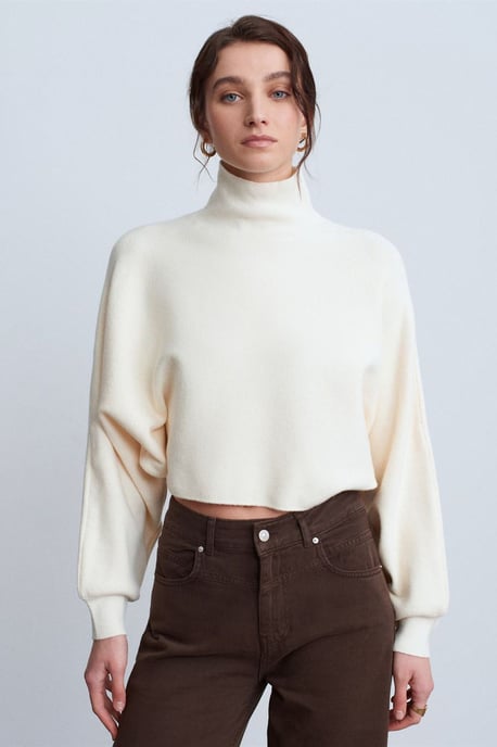 Damen Oversized verkürzter Rollkragenpullover - Image 1
