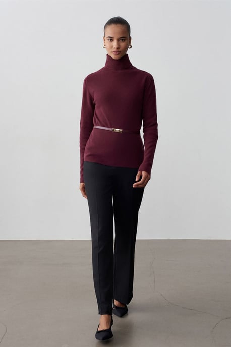 Damen Strickpullover mit Gürtel und Stehkragen - Image 3