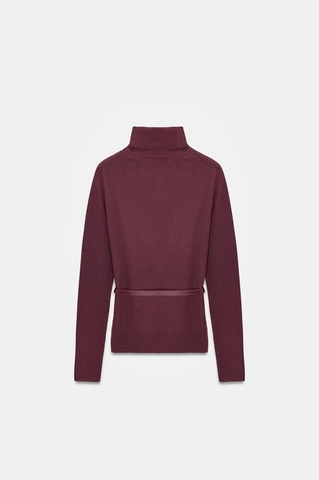 Damen Strickpullover mit Gürtel und Stehkragen - Image 6