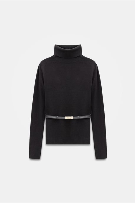 Damen Strickpullover mit Gürtel und Stehkragen - Image 5