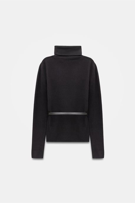 Damen Strickpullover mit Gürtel und Stehkragen - Image 6